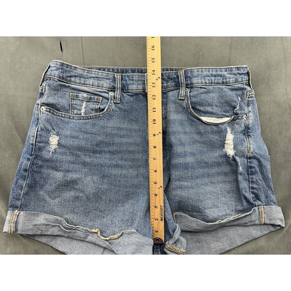 Wild Fable Juniors 17 R Super High Rise Rolled Cuff Jean Shorts Blue Medium Wash - Picture 10 of 12